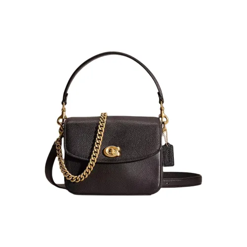 COACH Cassie Полированная кожа с галькой сумка через плечо маленькая сумка женская черная