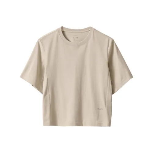 MAAP Life Collection Casual Cropped Versatile Short-Sleeved T-Shirt с оборванными плечами Женская утренний туман