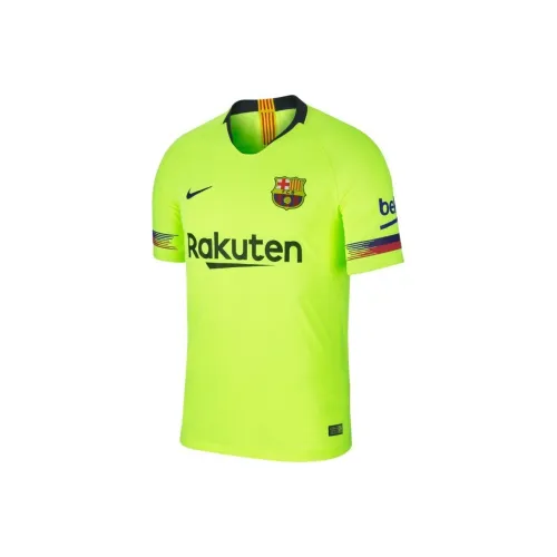 Nike FC Barcelona Vapor Match Away Jersey 2018 19 Футбол Джерси Мужской Желтый Зеленый