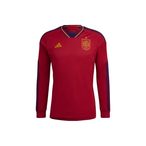 Adidas Испания 22 Длинный рукав Домашний Джерси Футбол Джерси Мужской Красный