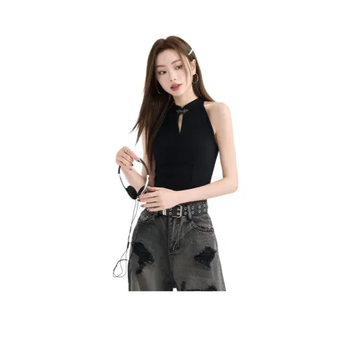 MENGXIAOQI Майка Женская Черная