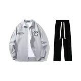 Комплект одежды (Серый топ + Черные повседневные штаны)