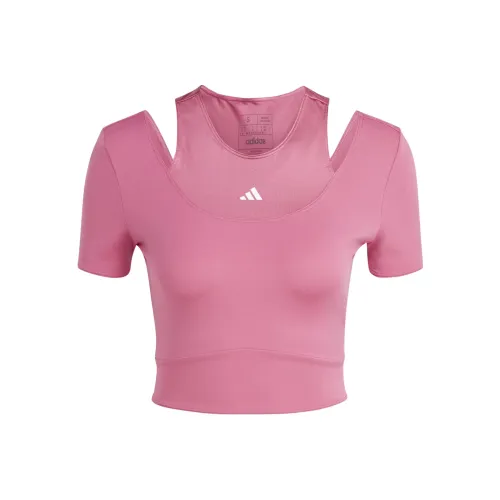 Adidas Hiit AEROREADY Crop Тренировки T Рубашка CROP TOP Женские Розовый