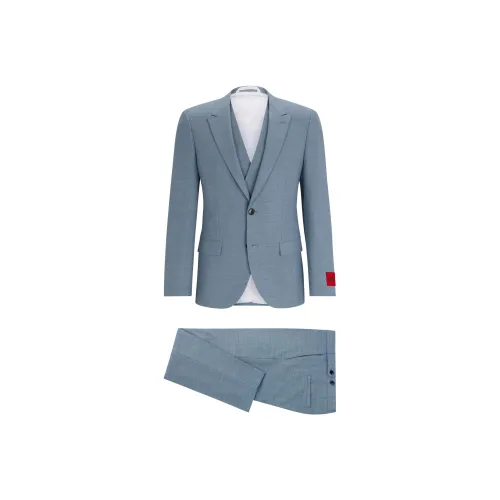 Hugo Boss Трехкомпонентный костюм Slim Fit с узором эластичный деловой костюм для мужчин синий