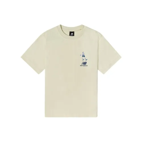 New Balance совместный бренд ANB SS22 Рукав с оборванным плечом T-рубашка Женская Бежевая