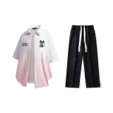 Set (White Pink Shirt + Black Jeans)  
Комплект (Белая Розовая Рубашка + Черные Джинсы)