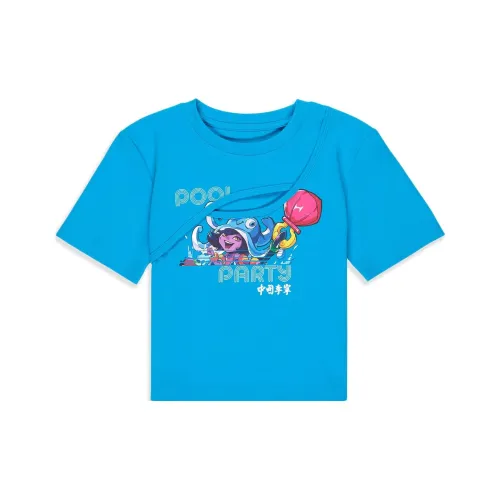 LINING x LEAGUE OF LEGENDS Рукав с оборками T-рубашка Женская Глянцевая отделка Синий