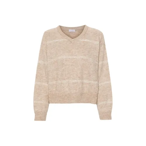 Brunello Cucinelli Песочно-бежевые Женские Свитеры