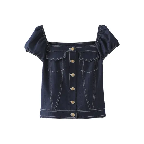 Miss Chipmunk CROP TOP Женские Джинсовый синий