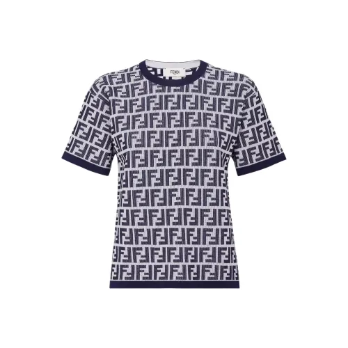 FENDI Темно-синий Хлопок JUMPER Свитер Женские Морской синий