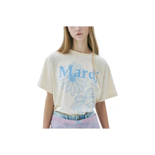 MARDI MERCREDI Three Flowers Collection T-рубашка Женская Масляный Серый Синий Корейский стиль