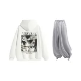 Комплект (Белый топ + Светло-серые повседневные штаны)