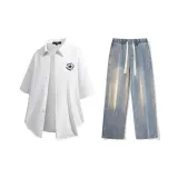 Set (White Shirt + Vintage Blue Jeans)  
Комплект (Белая рубашка + Винтажные синие джинсы)