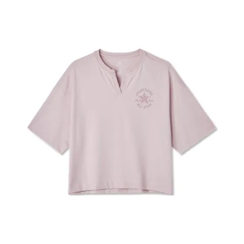 Конверс Рукав с оборванным плечом T-рубашка Женская Розовая