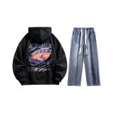 Set (Black Top + Dark Blue Jeans)  
Комплект (Черный топ + Темно-синие джинсы)