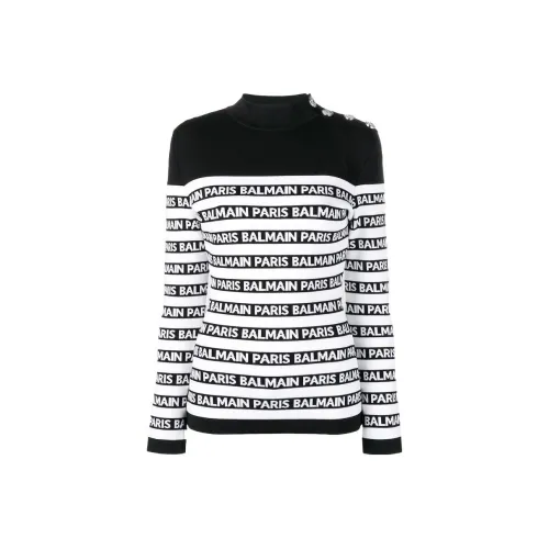BALMAIN Черный/Белый Женские Свитеры