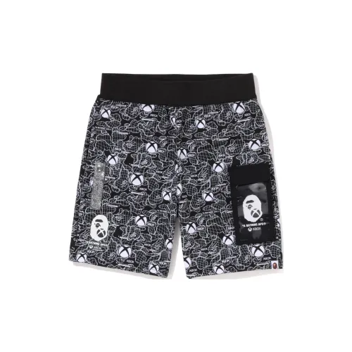 A BATHING APE XBOX Co Брендированная версия Черные Унисекс Спортивные шорты