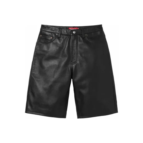 Supreme SS24 WEEK11 BAGGY Кожа Короткие Повседневные Шорты Унисекс Черный
