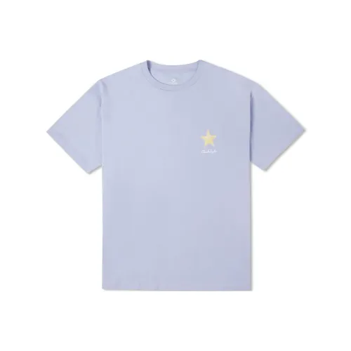 Конверс Рукав с оборванным плечом T-рубашка Женская Синяя