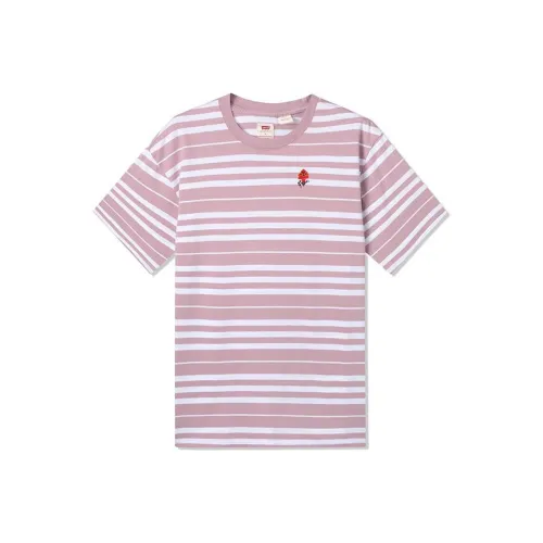 Levi's Т-рубашка с оборванным плечом женская розовая