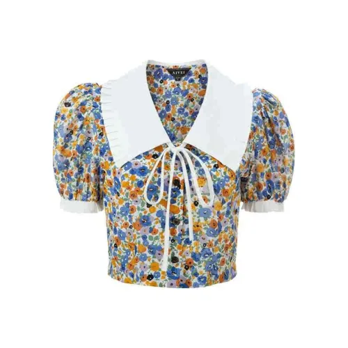 AIVEI CROP TOP Женские Желтый And Голубой цветок