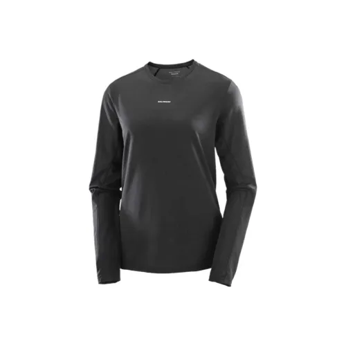 SALOMON Стандартная T-рубашка Женская Темно-черная