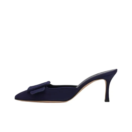 MANOLO BLAHNIK Домашние тапочки 7 см Женские Морской синий