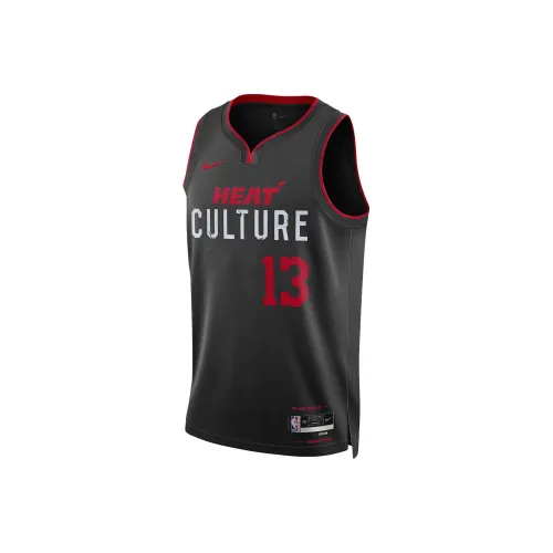 Nike Dri Fit Баскетбольная Джерси Городская Edition 2023 24 Сезон Miami Heat Bam Adebayo Размер 13 Мужской Черный