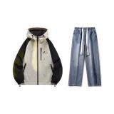 Комплект (Хаки топ + Темно-синие джинсы)