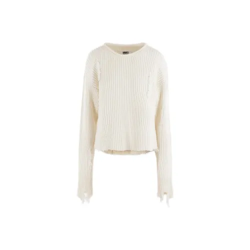 MM6 MAISON MARGIELA Дрессированный круглый вырез свитер женские бежевый