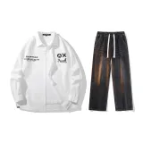 Комплект одежды (Белый топ + Черные джинсы)