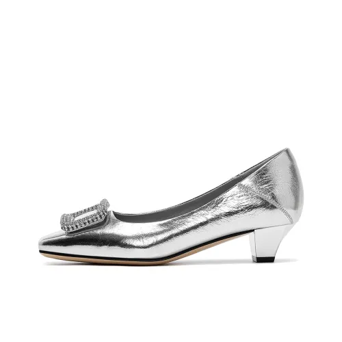 ELLE Грубый каблук Высокие каблуки 3,5 см Женские Серебряные