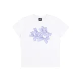 Белый, фиолетовый, с принтом.