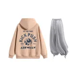 Комплект (Розовый топ + Светло-серые повседневные штаны)