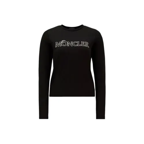 Moncler Логотип Длинный рукав Т-рубашка Т-рубашка Женская Черная