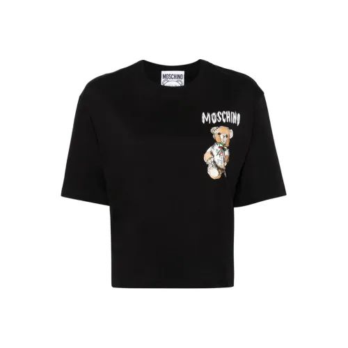 MOSCHINO SS24 Рукав с оборванным плечом T-рубашка Женская Черная