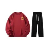 Флисовый комплект (бордовый топ + черные штаны с флисовой подкладкой)