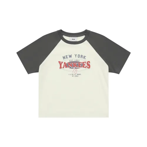 MLB Preppy Style Collection New York Yankees SS25 Реглан с короткими рукавами T-рубашка Женская Кремовая