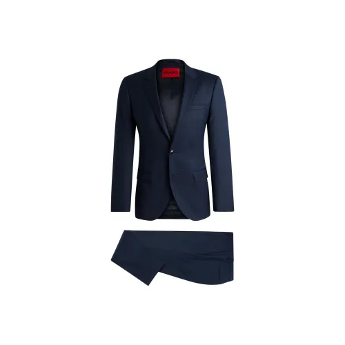 Hugo Boss Slim Fit костюм в клетку эластичный из новой шерсти мужской бизнес-костюм темно-синий