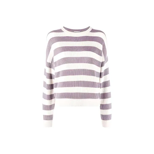 Brunello Cucinelli Бежево-фиолетовые Женские Свитеры