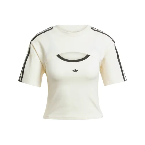 Adidas Originals Cali Tee Рукав с оборванным плечом T-рубашка Женская Айвори Черный