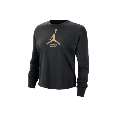 Джордан Рукав с спущенным плечом T-рубашка Женская Черная