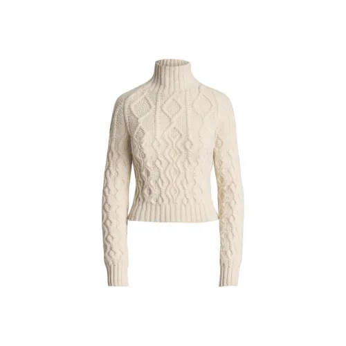 Ralph Lauren Collection Aran KNIT Кашемир Фуннел-Нек Свитер Женский Экрю