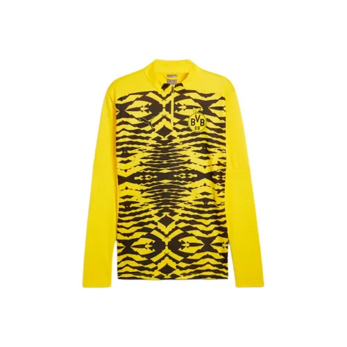 PUMA Borussia Dortmund Pre Match Quarter Zip Топ Футбол Джерси Мужской Желтый Черный