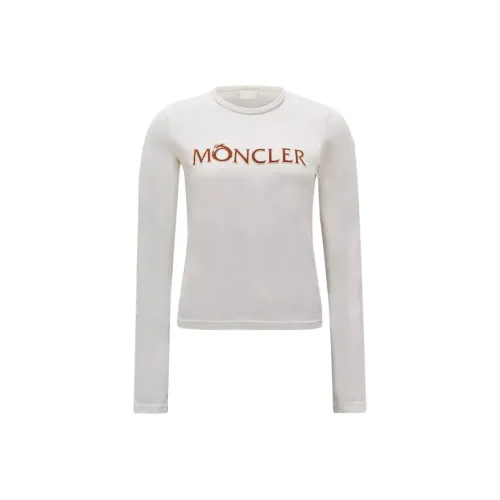 Moncler Логотип Длинный рукав Т-рубашка Т-рубашка Женская Белая