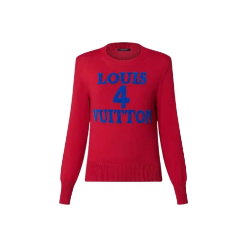 LOUIS VUITTON Louis 4 Vuitton Вязаная модель Пуловер Свитер Женские Красный