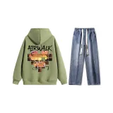 Комплект (Мох Зеленый Топ + Темно-Синие Джинсы)