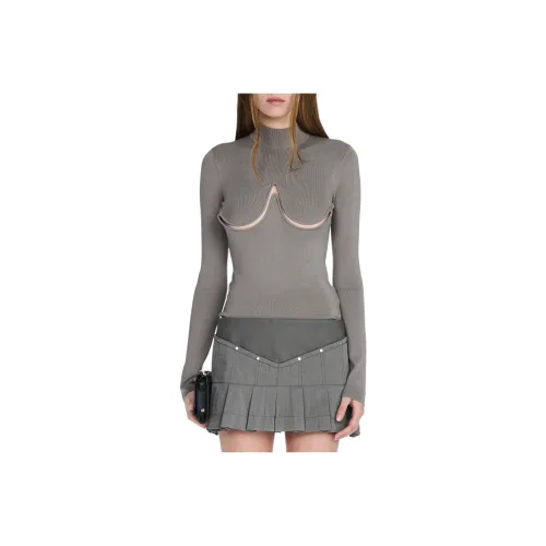 DION LEE SS24 Двойной UNDERWIRE SKIVVY Свитер Женский Темный Цемент Темный Цемент