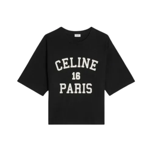 CELINE Т-рубашка с оборванным рукавом женская черная