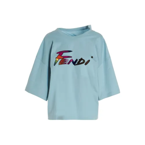 FENDI Пыльно-голубые Женские Рубашки T